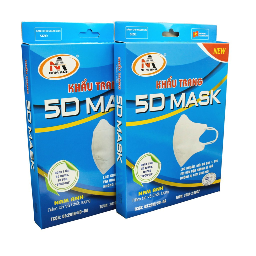 Khẩu trang FAMAPRO 5D, Tiêu Chuẩn Xuất Khẩu BFE ≥99% (10 Cái / Hộp)