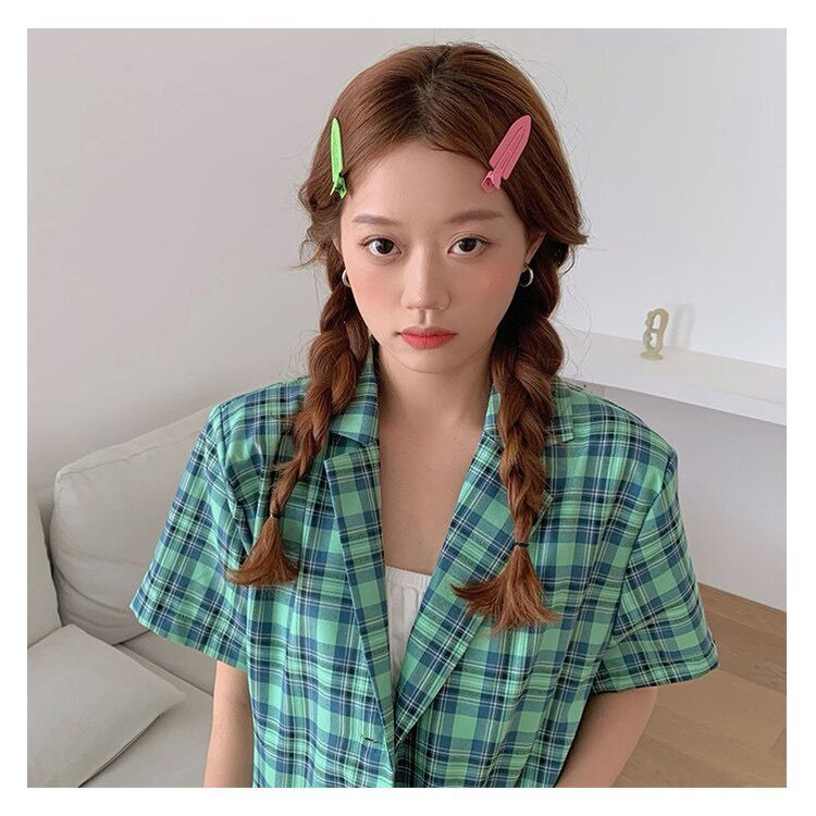 Kẹp tóc kim loại màu trơn xinh xắn dễ thương cho nữ