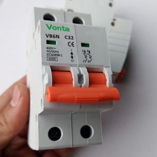 Cầu dao tự động mcb aptomat 2 cực vonta, cb điện tổng công suất 32a, 40a, 50a, 63a