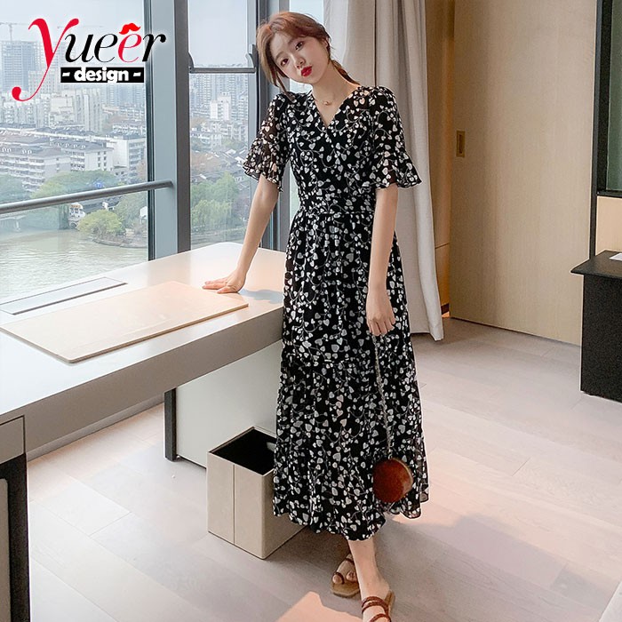 Đầm Voan Dáng Dài Qua Gối Size S-2xl Thời Trang Thanh Lịch Cho Nữ