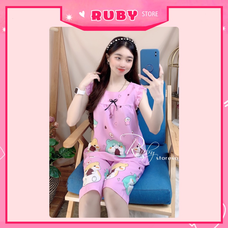 Đồ bộ nữ mặc nhà Họat Hình chất kate mềm mịn mát, họa tiết dễ thương Free Size Dưới 47KG ❤ Rubystorevn