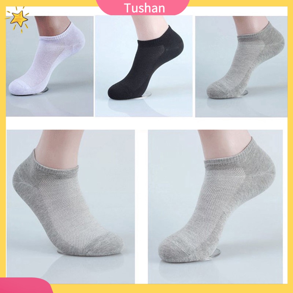Vớ thuyền cổ thấp thể thao chống trượt phối lưới thoáng khí màu trơn cho unisex