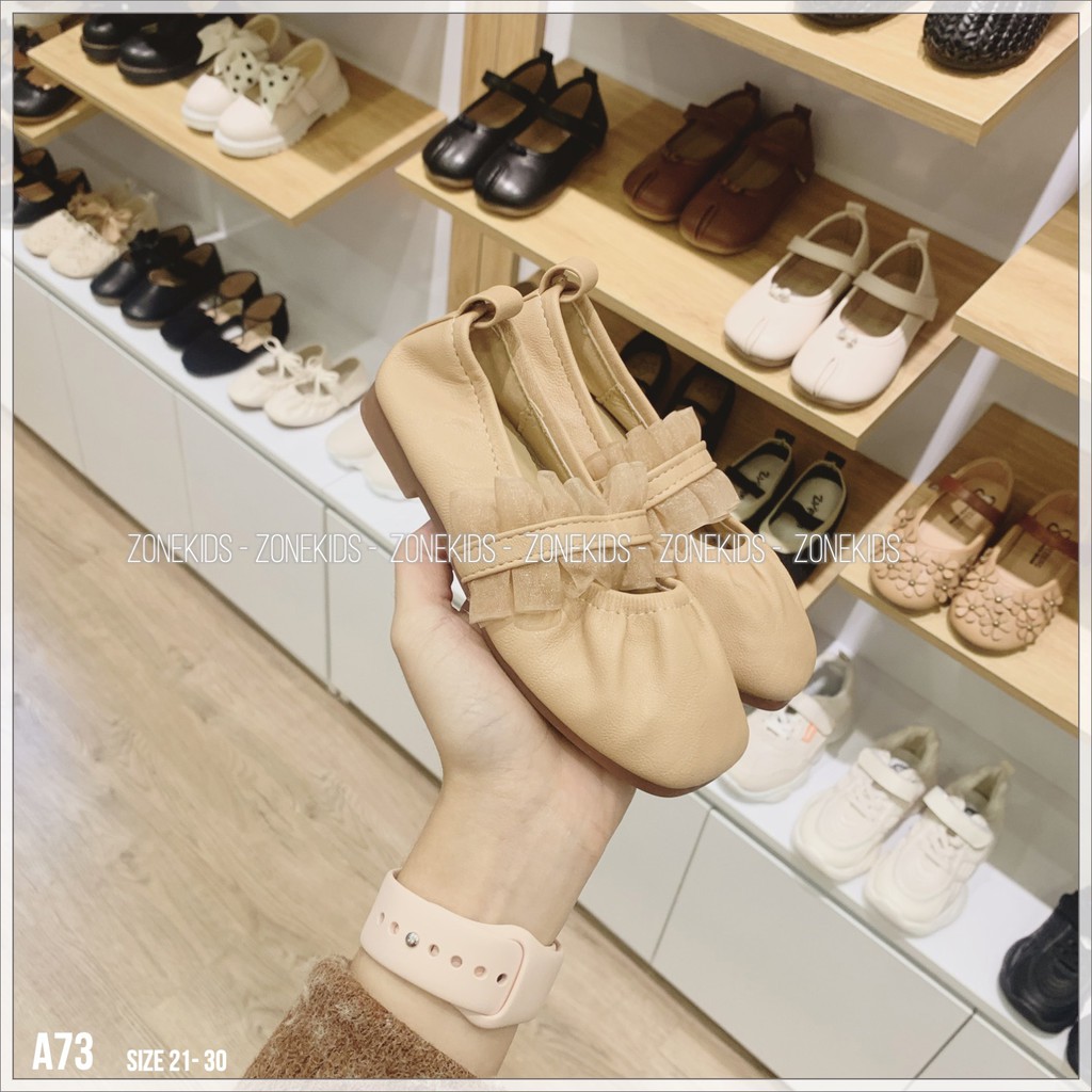 Giày búp bê quai ngang phối bèo nhún cho bé gái Zonekids - A73
