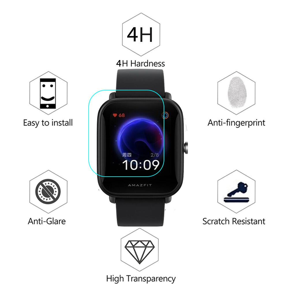 Miếng dán sợi thủy tinh mềm bảo vệ toàn màn hình cho đồng hồ Xiaomi Huami Amazfit Bip U / Pop / Bip U Pro / Pop Pro