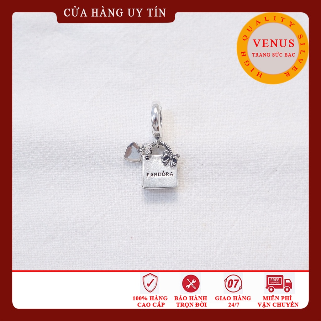 [Charm bạc 925 cao cấp] Charm treo chiếc túi xách gắn trái tim- Mã sản phẩm VENUSTX