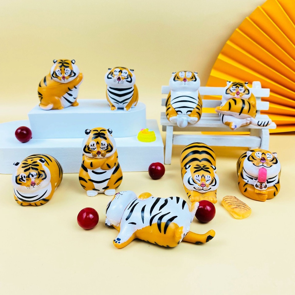 Set 9 mô hình hổ cao cấp nhiều biểu cảm dễ thương để bàn trang trí bàn làm việc học tập làm quà tặng bạn bè-R