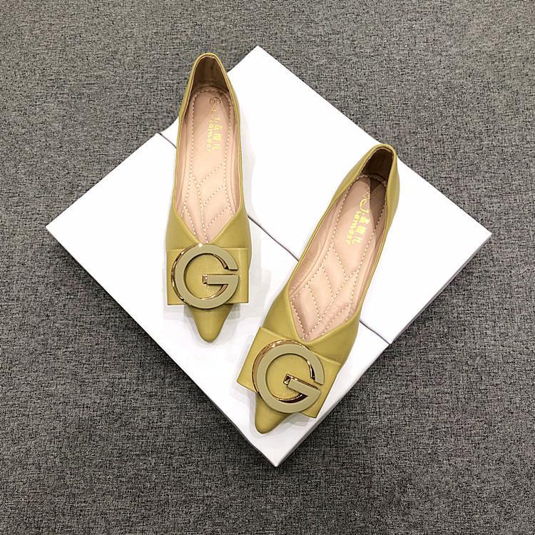 Giày Búp Bê Da Mềm Mũi Nhọn Miệng Nông Cỡ 32-44 Thiết Kế Thoải Mái Cho Nữ Dễ Phối Đồ