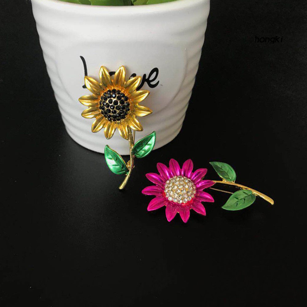 Ghim Cài Áo Hình Hoa Hướng Dương Đính Đá Nhân Tạo Thời Trang Cho Nữ
