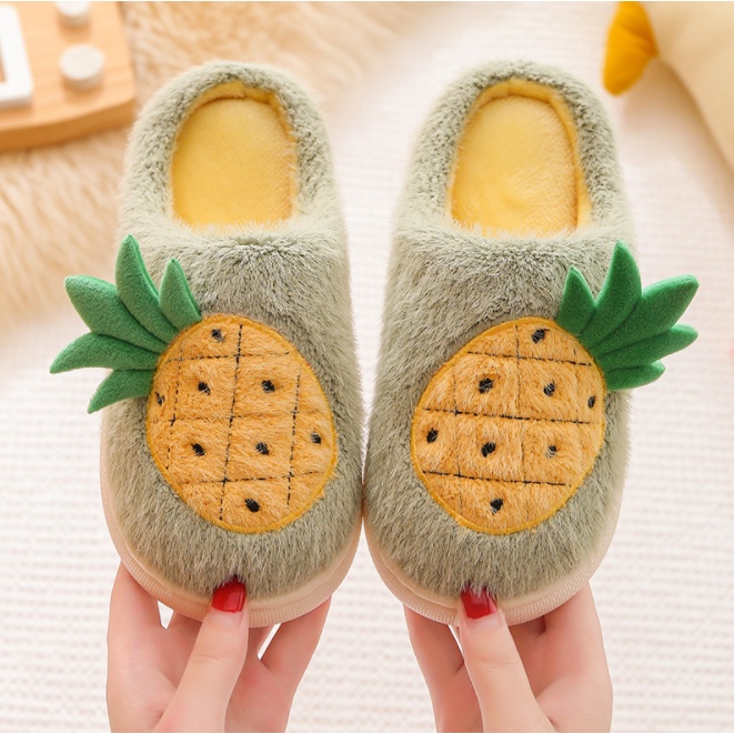 Dép Bông Đi Trong Nhà Cho Bé Siêu Ấm Chống Trơn Trượt Hình Trái Cây