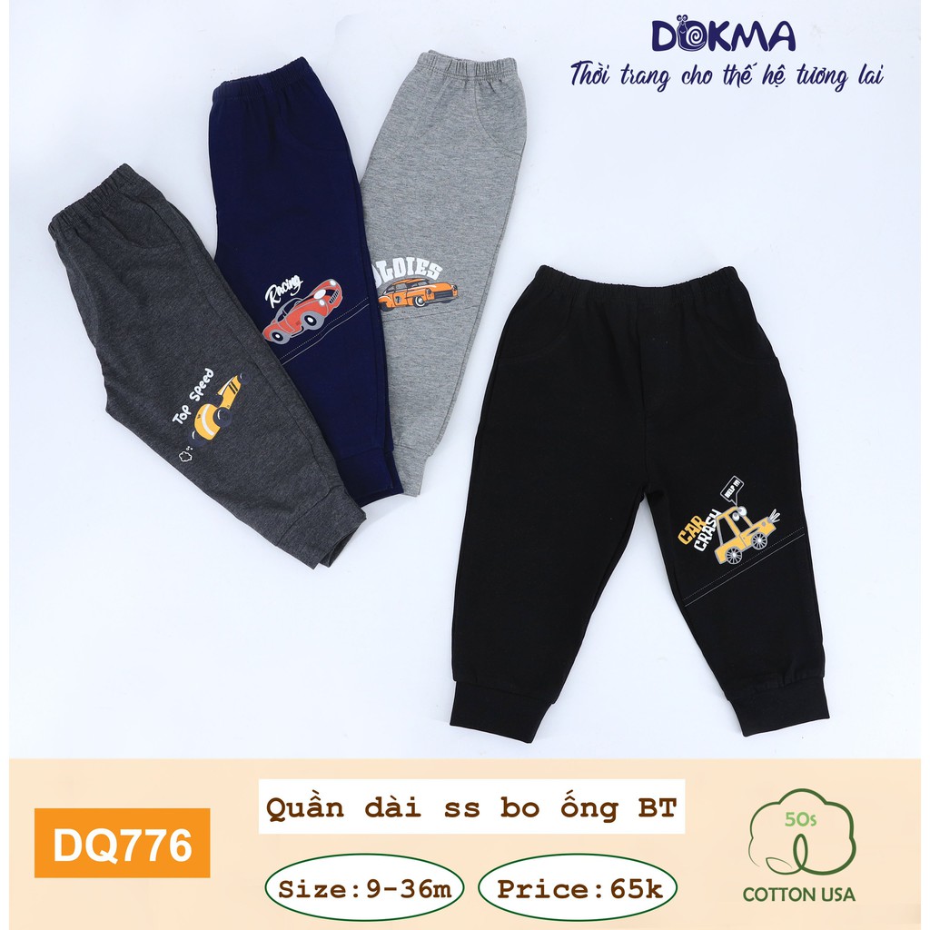 Quần dài bo ống bé trai Dokma DQ776, quần dài cotton mỏng 0-3 tuổi mềm mịn, cao cấp