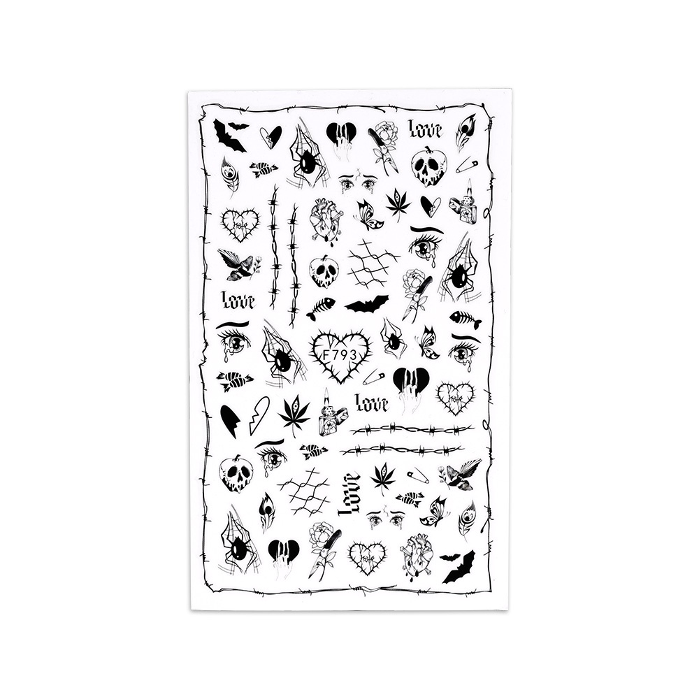 Sticker Dán Móng Nghệ Thuật Họa Tiết Mạng Nhện Đầu Lâu Trang Trí Halloween DIY