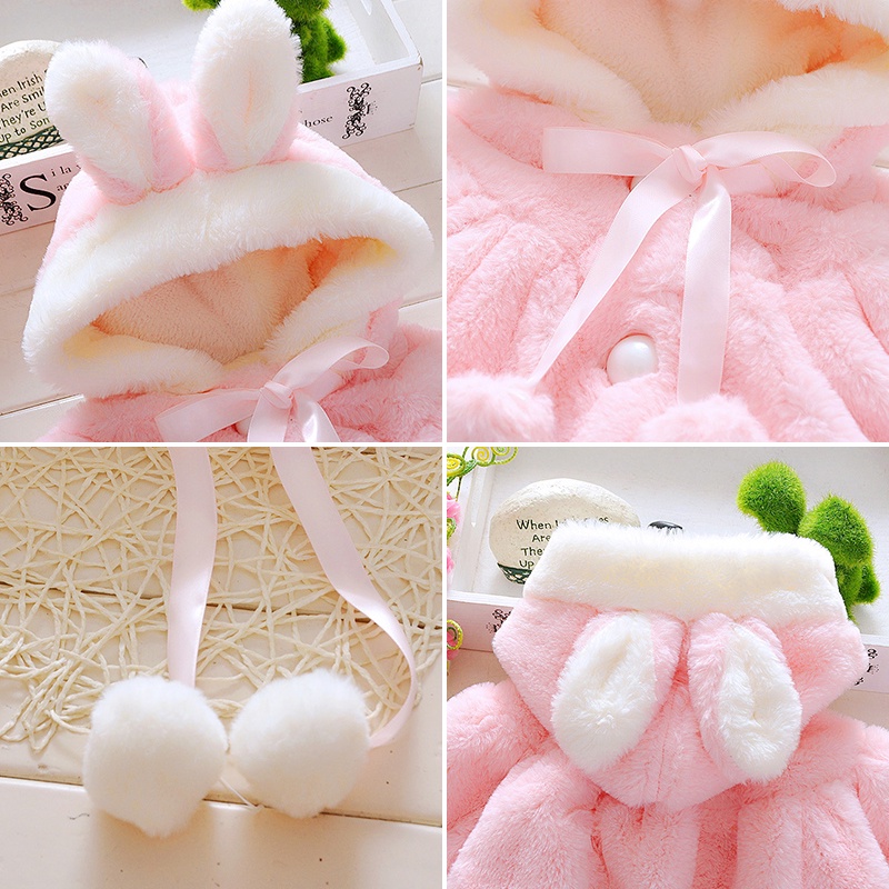 Áo khoác cho bé gái phong cách Hàn Quốc tùy chọn màu sắc kiểu tai thỏ dễ thương