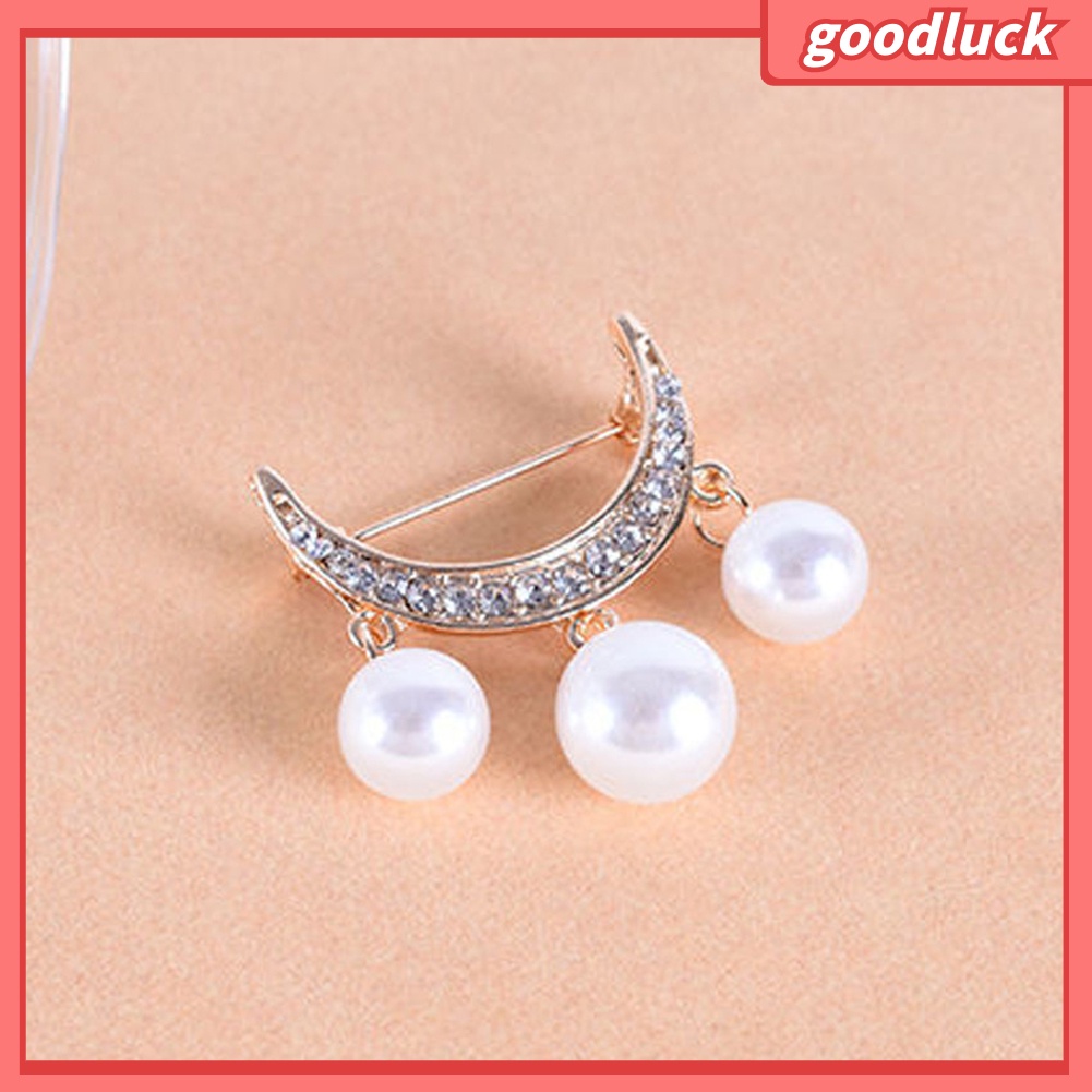 Set 2 Ghim Cài Áo Hình Bán Nguyệt Đính Ngọc Trai Giả Thời Trang Cho Nữ
