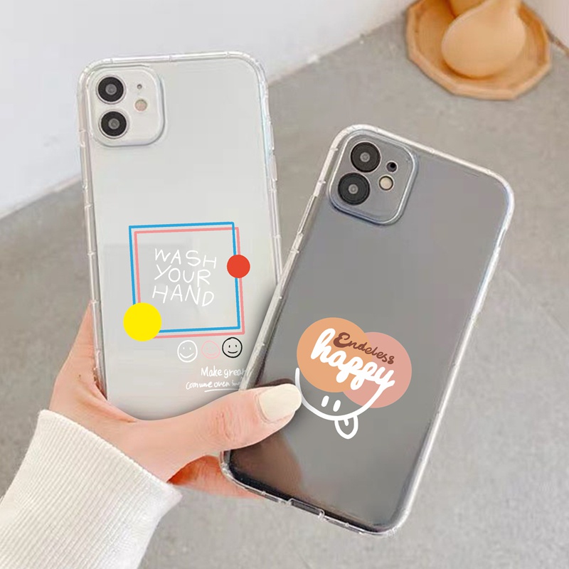 Ốp lưng iphone Ốp điện thoại SUNTAIHO TPU trong suốt in mặt cười thích hợp cho iPhone 13 12 11 Pro Max X XS XR XS Max 8 7 Plus 6 6S
