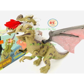 ĐỒ CHƠI KHỦNG LONG PIN 3 ĐẦU PHUN LỬA, CÁNH VẢI SIZE TO