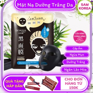 Mặt Nạ Thải Độc Than Tre Hoạt Tính BIOAQUA Hyaluronan Black Mask Đen - Da Trắng Sáng - Săn Chắc - Cấp Ẩm Mask nội Địa