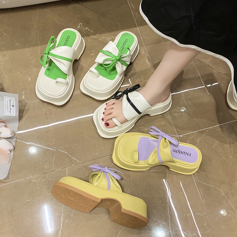 Dép Sandal Đế Dày Trang Trí Nơ Thời Trang Mới