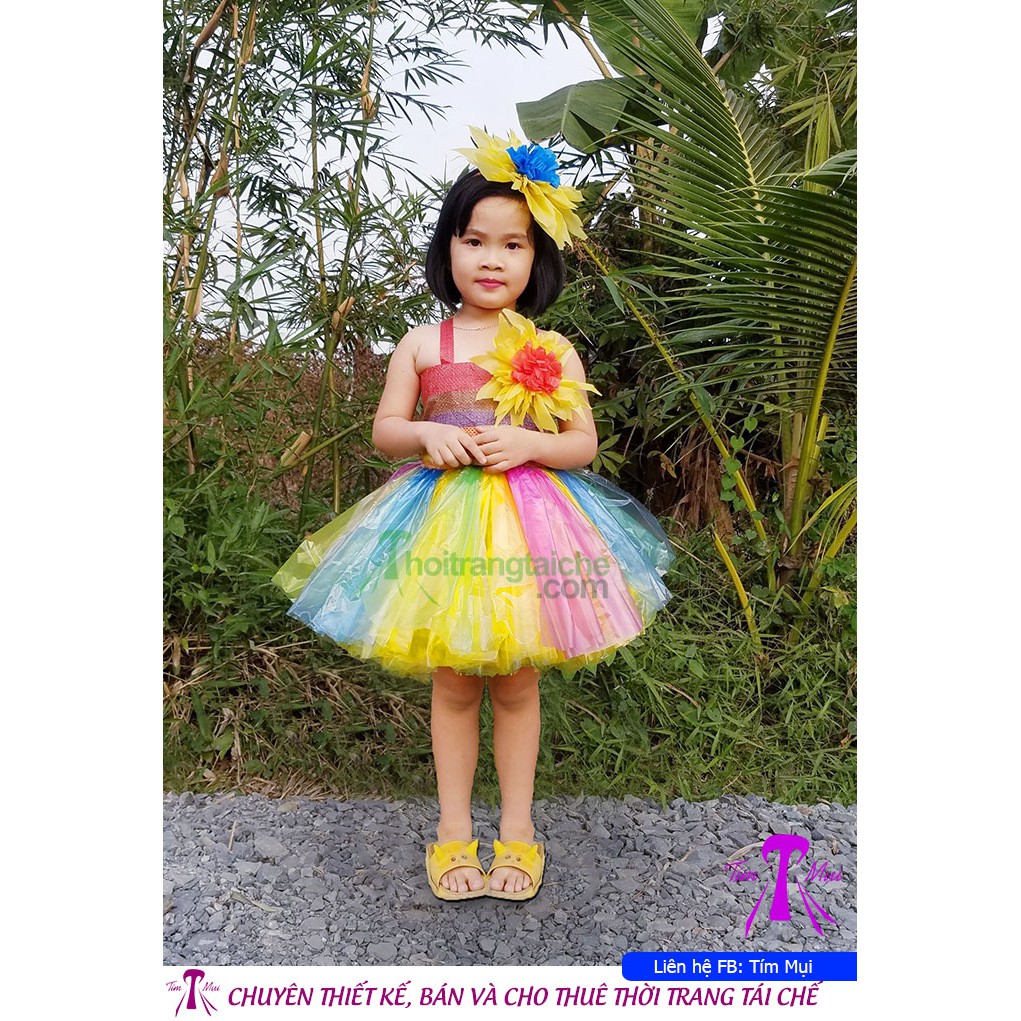Thời trang tái chế dành cho bé gái siêu dễ thương để thi thời trang tái chế