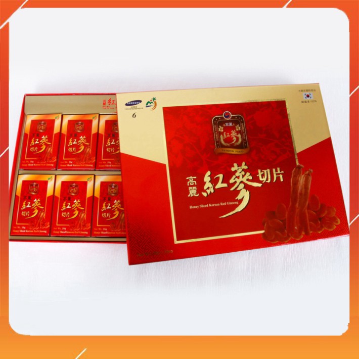 [Freeship] Hồng Sâm thái lát tẩm Mật Ong SAMBOK Hàn Quốc hộp 200g (Honey Sliced Korean Red Ginseng)