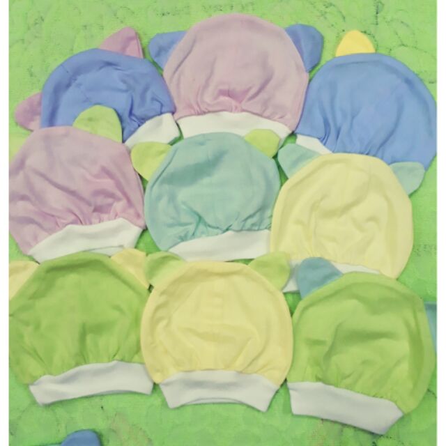 Mũ sơ sinh cotton có tai cho bé