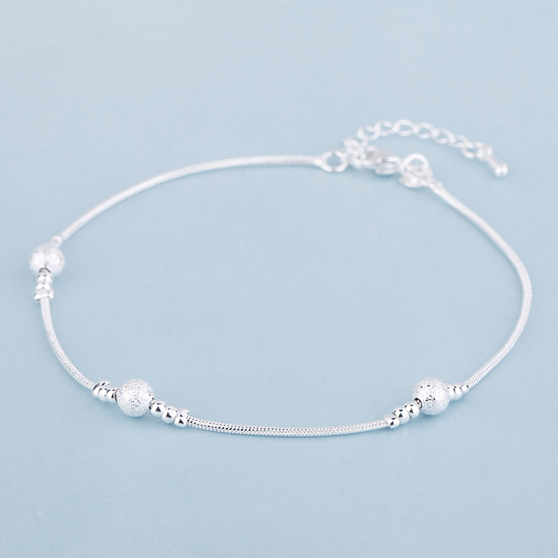 Lắc Chân Bạc 925 Thiết Kế Bi Đan Xen Phong Cách Hàn Quốc UMI JL028