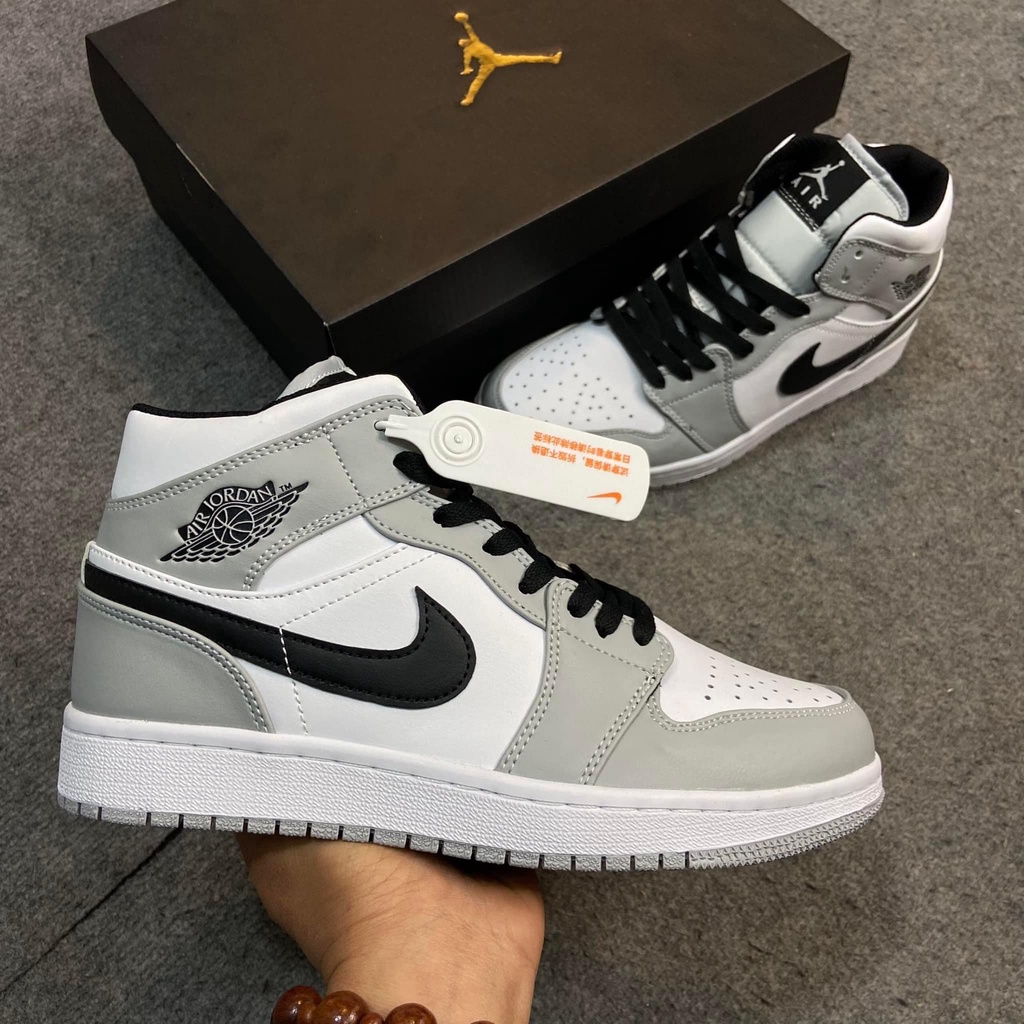 GIÀY THỂ THAO SNEAKER NAM NỮ JORDAN 1 HIGH SMOKE, JD1 CỔ CAO XÁM ĐEN CỰC HOT