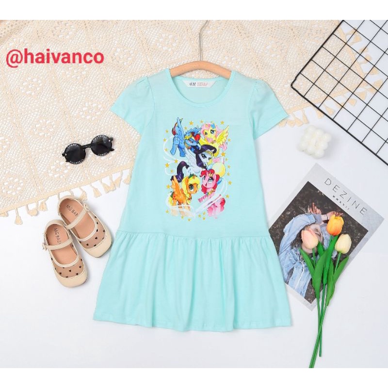 Đầm váy thun bé gái dễ thương nhiều màu Elsa Pony cotton mềm mại thoáng mát haivanco 12 đến 35 kg đi học đi chơi đều đẹp