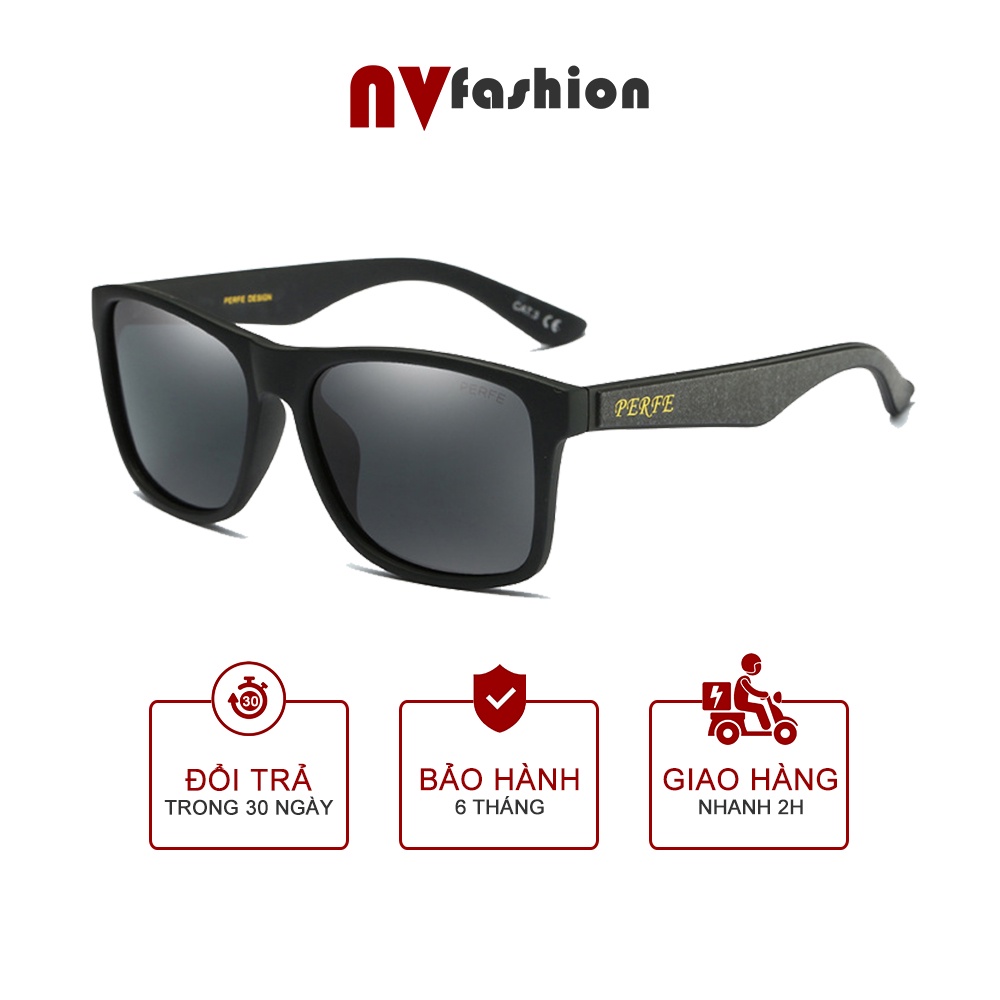 Kính mát thời trang nam nữ NVfashion PE304, gọng vuông tròng phân cực chống tia uv