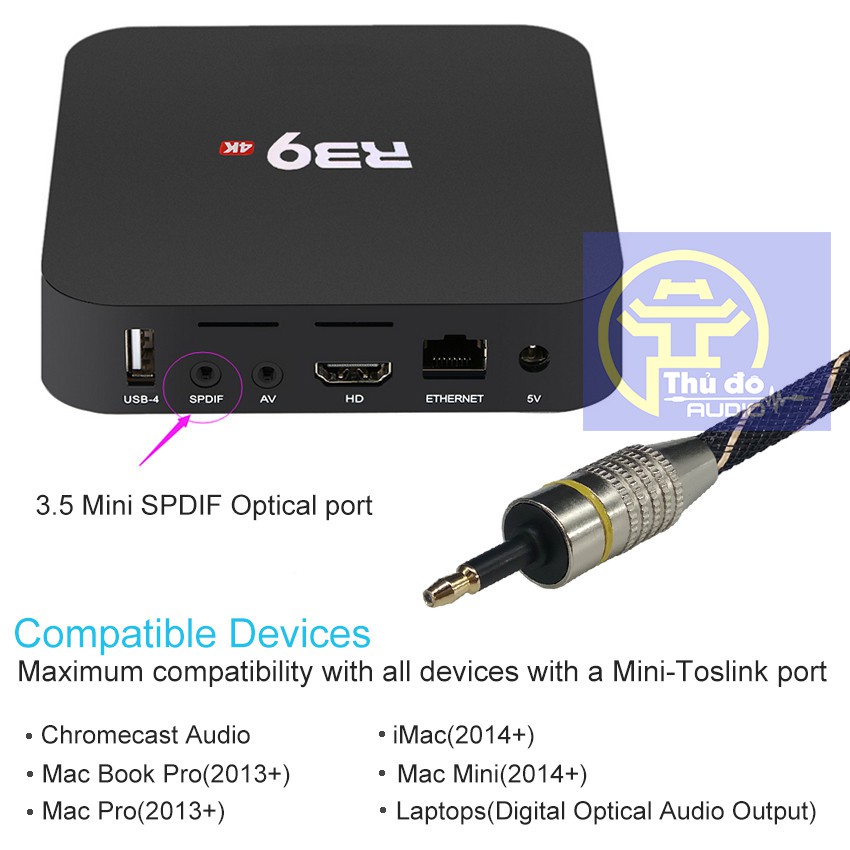 Dây quang EMK chuyển từ đầu optical 3.5 sang cáp quang Toslink nhiều kích thước
