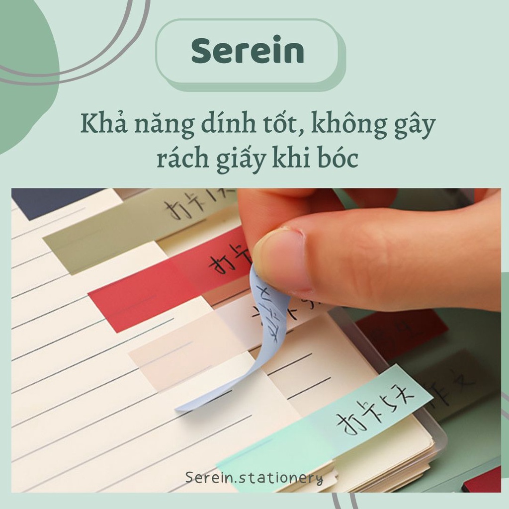 Giấy note đánh dấu sách dễ thương SEREIN giấy dán ghi chú đánh dấu trang sách cute văn phòng phẩm phong cách Hàn Quốc