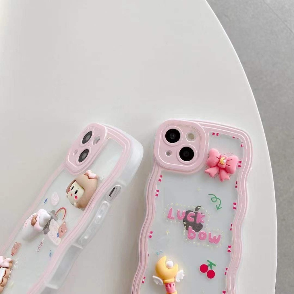 Ốp lưng iphone lượn sóng viền mây. ốp điện thoại gắn stick cute 7pls - 13 pro max.