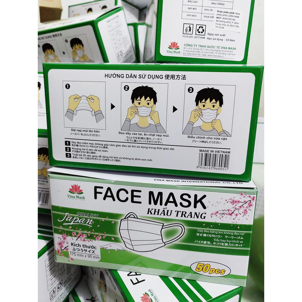 Hộp 50 Khẩu trang y tế Nhật Bản 4 lớp Vinamask