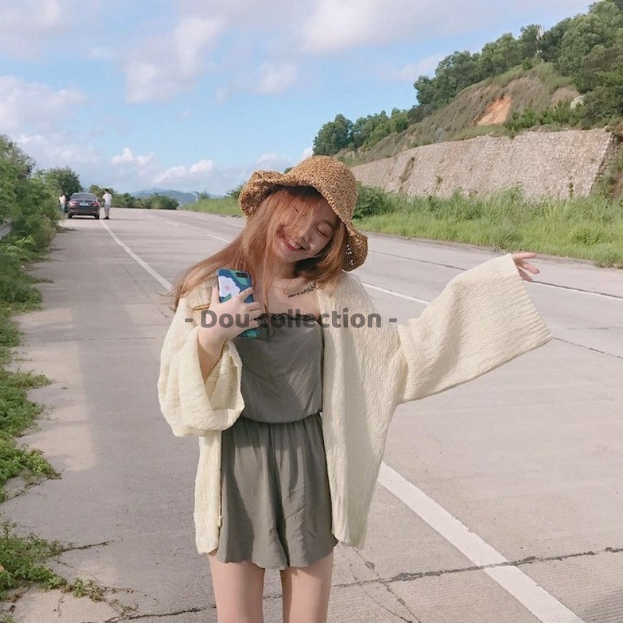 [Nowship2h] Áo Khoác Len Mỏng Dài Tay ( Áo Khoác Chống Nắng) Mỏng Đi Biển Retro Phong Cách Hàn Quốc - Mã TA013