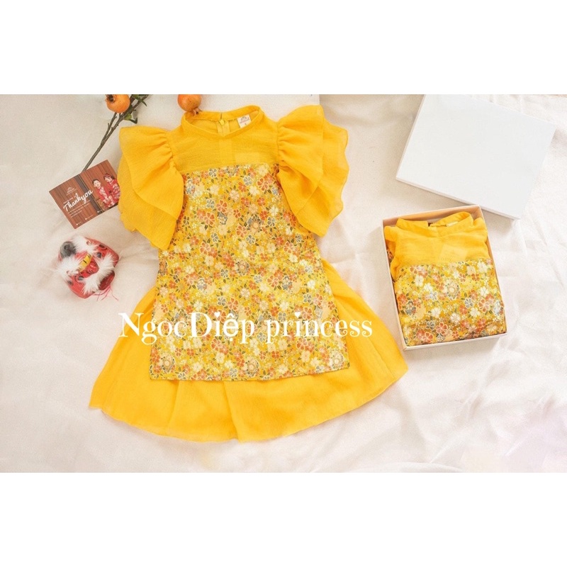 Áo dài cho bé gái,set áo dài cách tân cực xinh xắn cho nàng công chúa nhỏD033