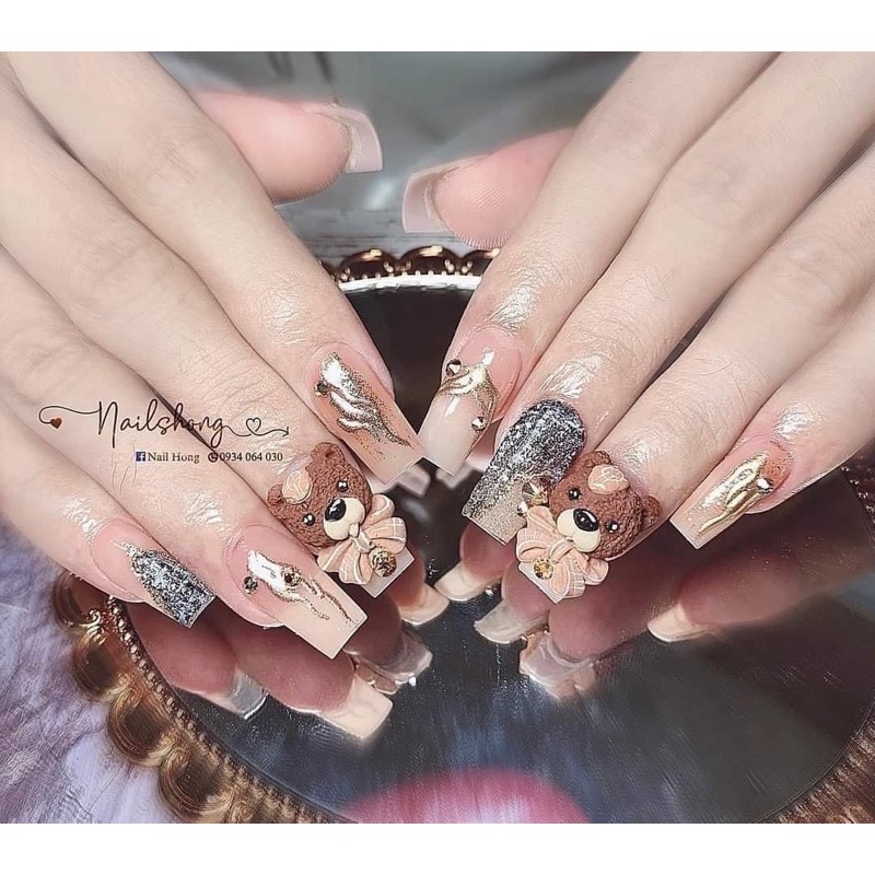 Gấu Bột Nail - Gấu Nơ - Gấu Nửa Con 100% Bột Mỹ ( Giá 1 Con)