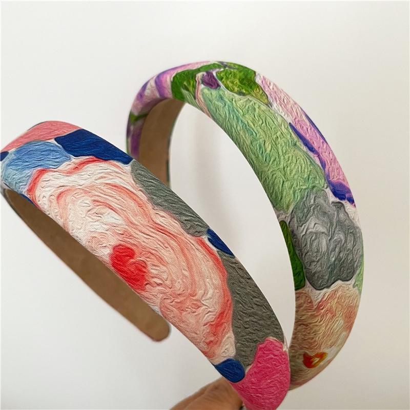 Băng đô vải hoa văn sơn dầu màu nổi