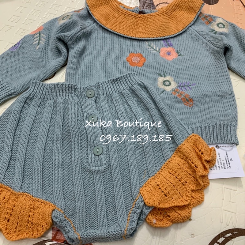 Set Len thêu hoa Cao cấp bé gái cực hot | Chất len dày dặn đanh mịn [Hình ảnh, video Thật]