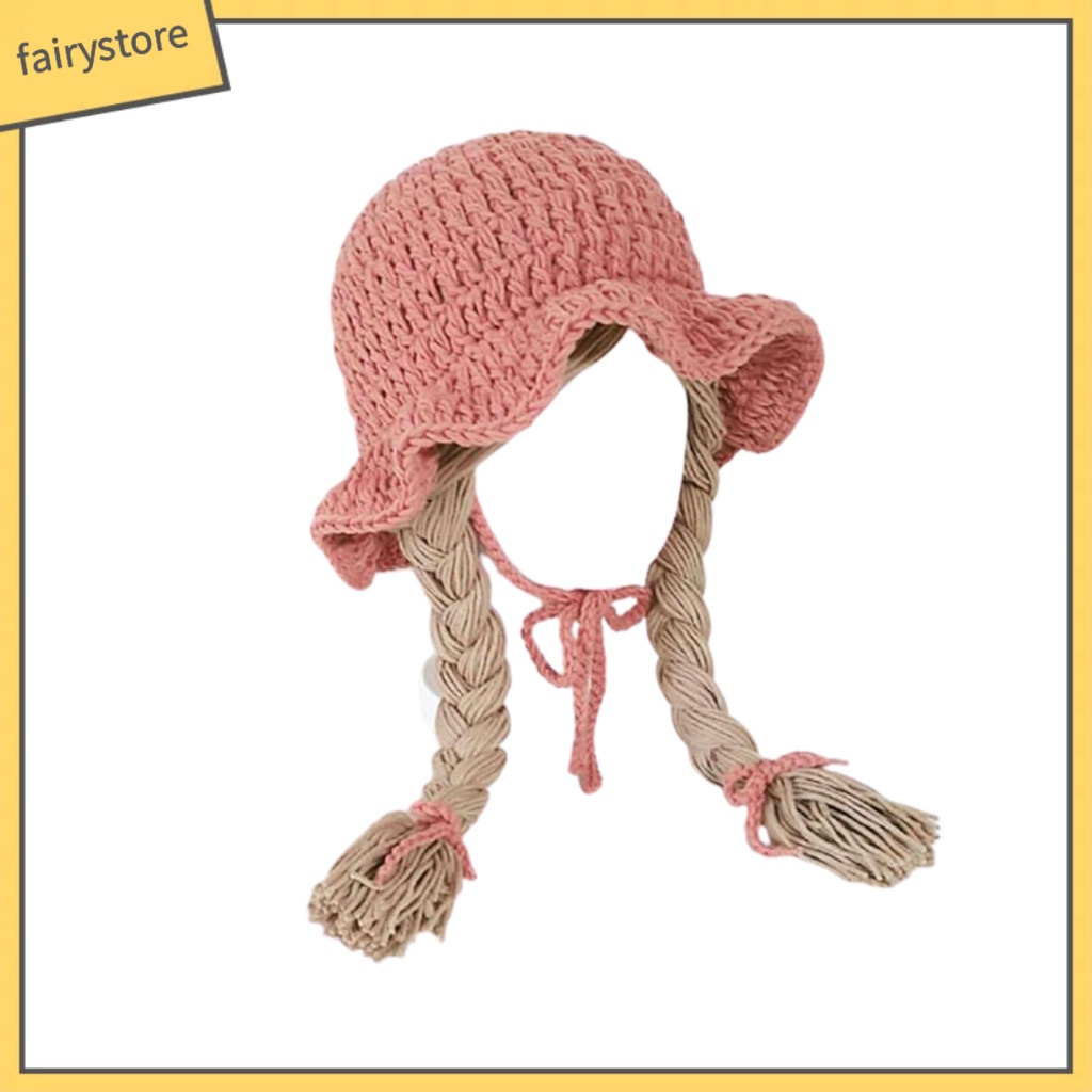 Mũ Dệt Kim Phối Tóc Giả Cho Bé Gái