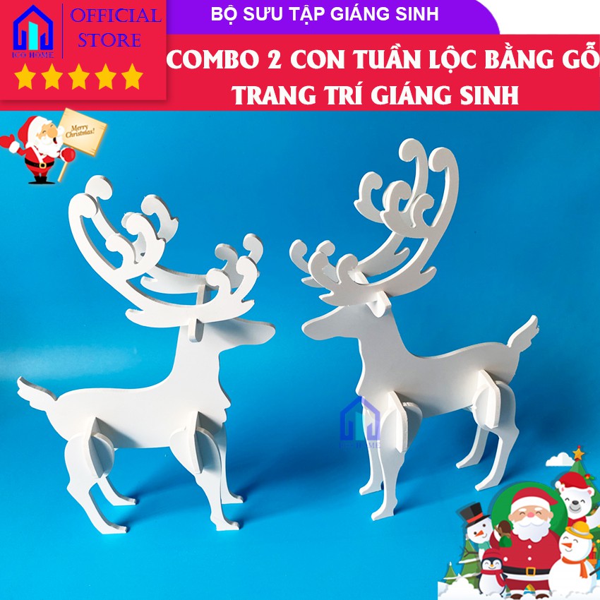 Combo 2 con tuần lộc bằng gỗ 💖FREESHIP💖 trang trí Noel - ICO HOME