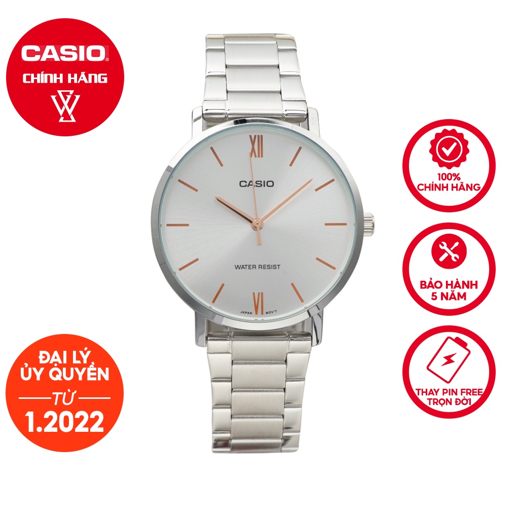 Đồng Hồ Quartz Nam Casio WATCHSTORE MTP-VT01D-7BUDF Thiết Kế Kính Khoáng 40mm, Dây Kim Loại, Vỏ Thép Không Gỉ