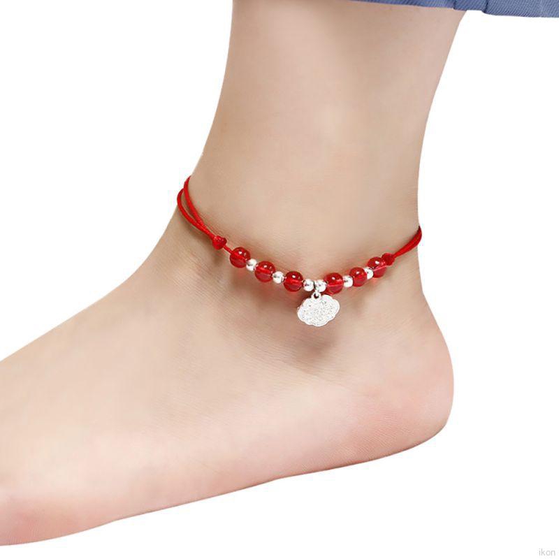 Vòng đeo cổ chân kết hạt đỏ phong cách cổ điển | BigBuy360 - bigbuy360.vn