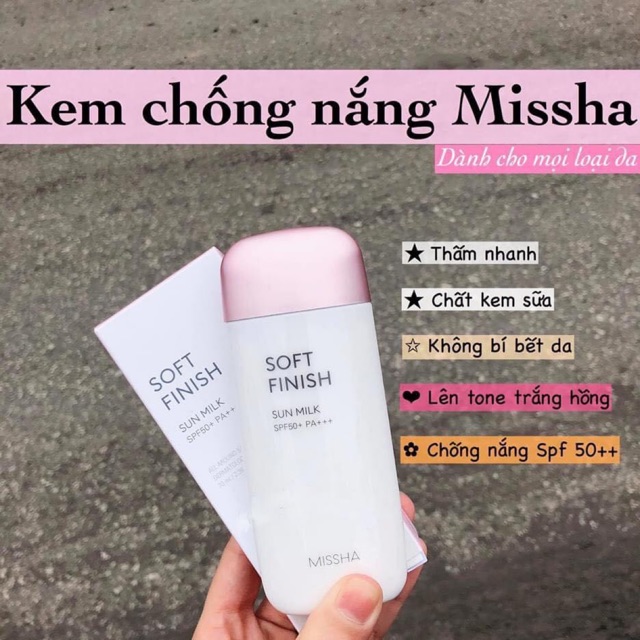 Sữa Chống Nắng Missha Mềm Mịn Da SPF50+/PA+++ Sun Milk 70ml