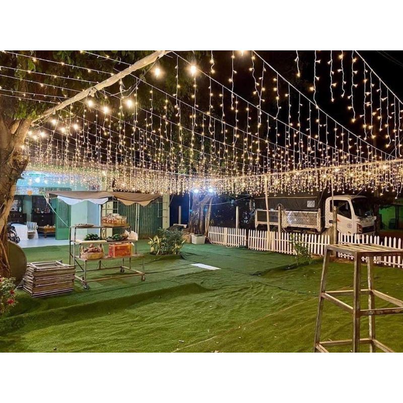 Dây Đèn Led Thả Rèm Trang Trí 5,5m rủ 60cm Chống Nước