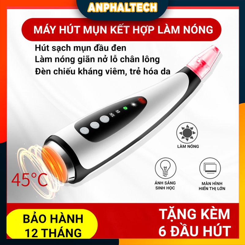 Máy Hút Mụn Mini Cầm Tay Siêu Mạnh Anphaltech Có Chức Năng Làm Nóng- Hút Mụn Đầu Đen, Mụn Cám, Làm Sạch Bã Nhờn