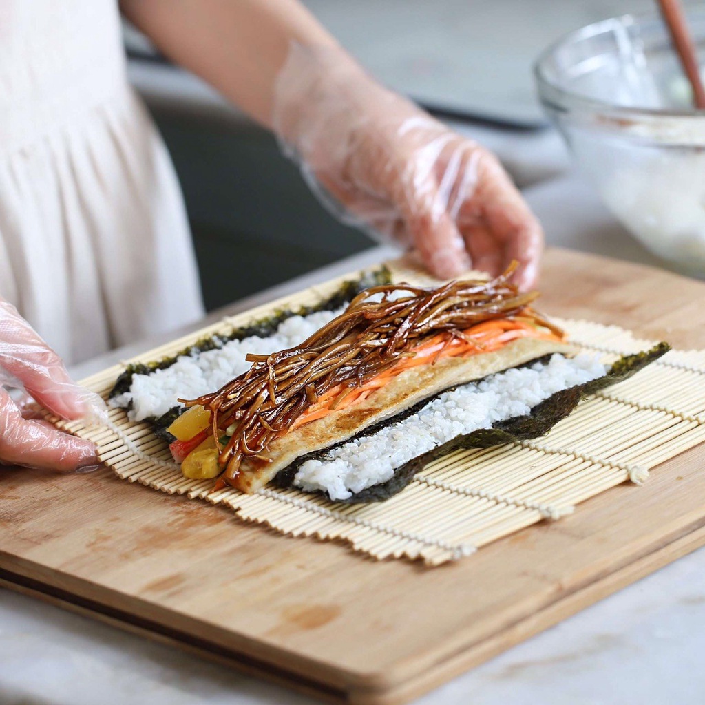 [COMBO ĐẶC BIỆT] Hộp tre + Rong biển cuộn cơm 10 lá siêu dày, thơm ngon + mành tre cuộn cơm làm kimbap/ sushi