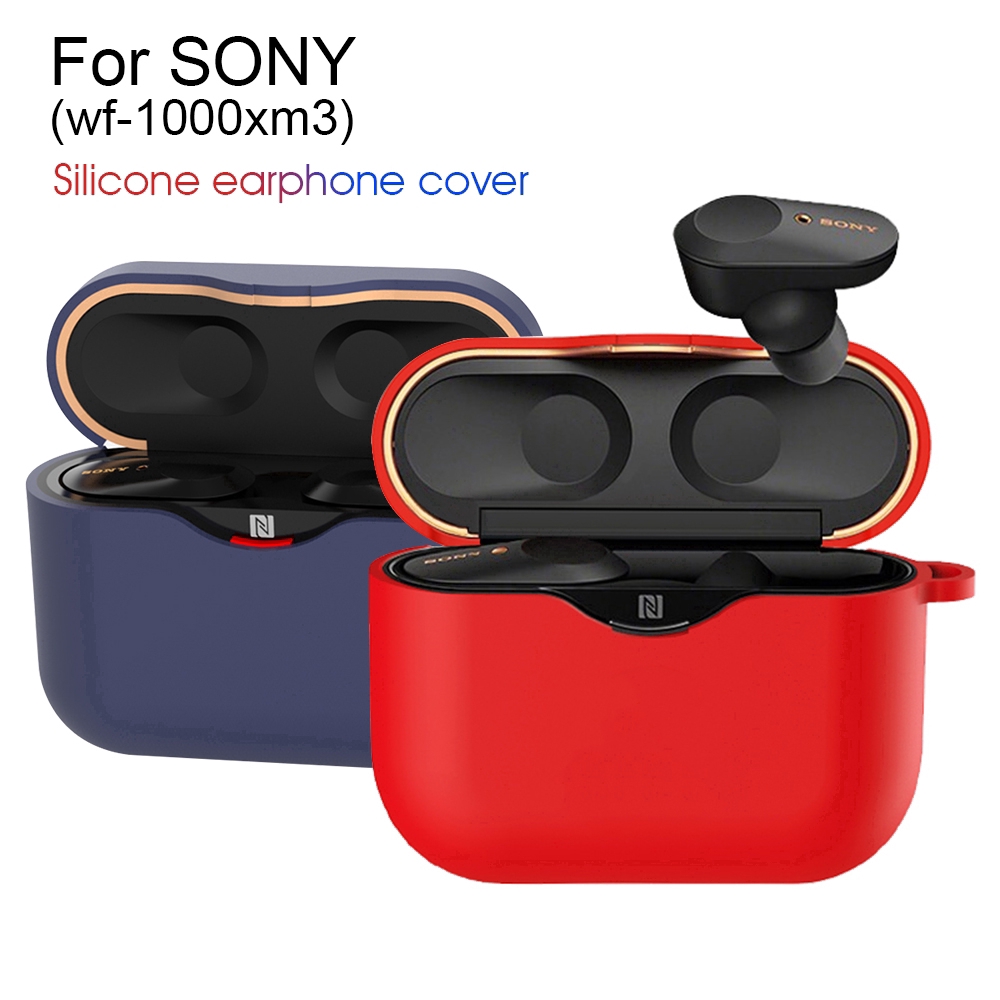 Vỏ silicon chống sốc bảo vệ hộp tai nghe Sony WF-1000XM3 kèm móc chìa khóa