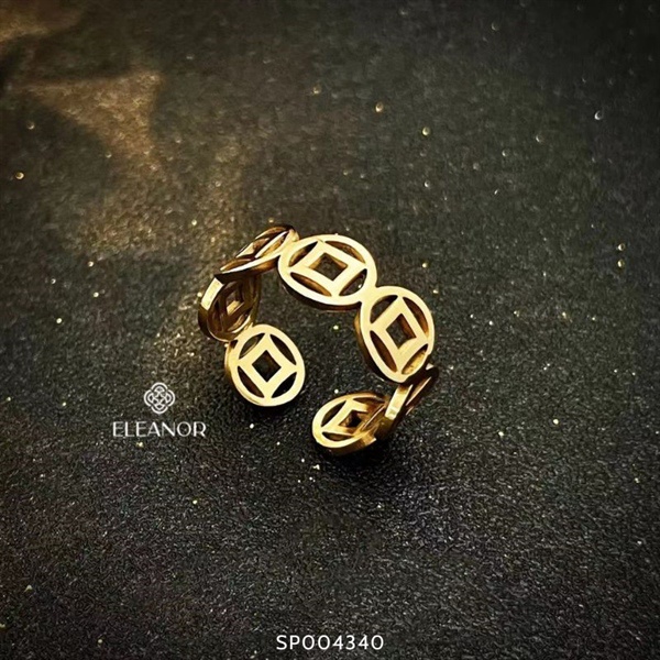 Nhẫn nữ titan Eleanor Accessories mặt kim tiền may mắn phụ kiện trang sức 4340
