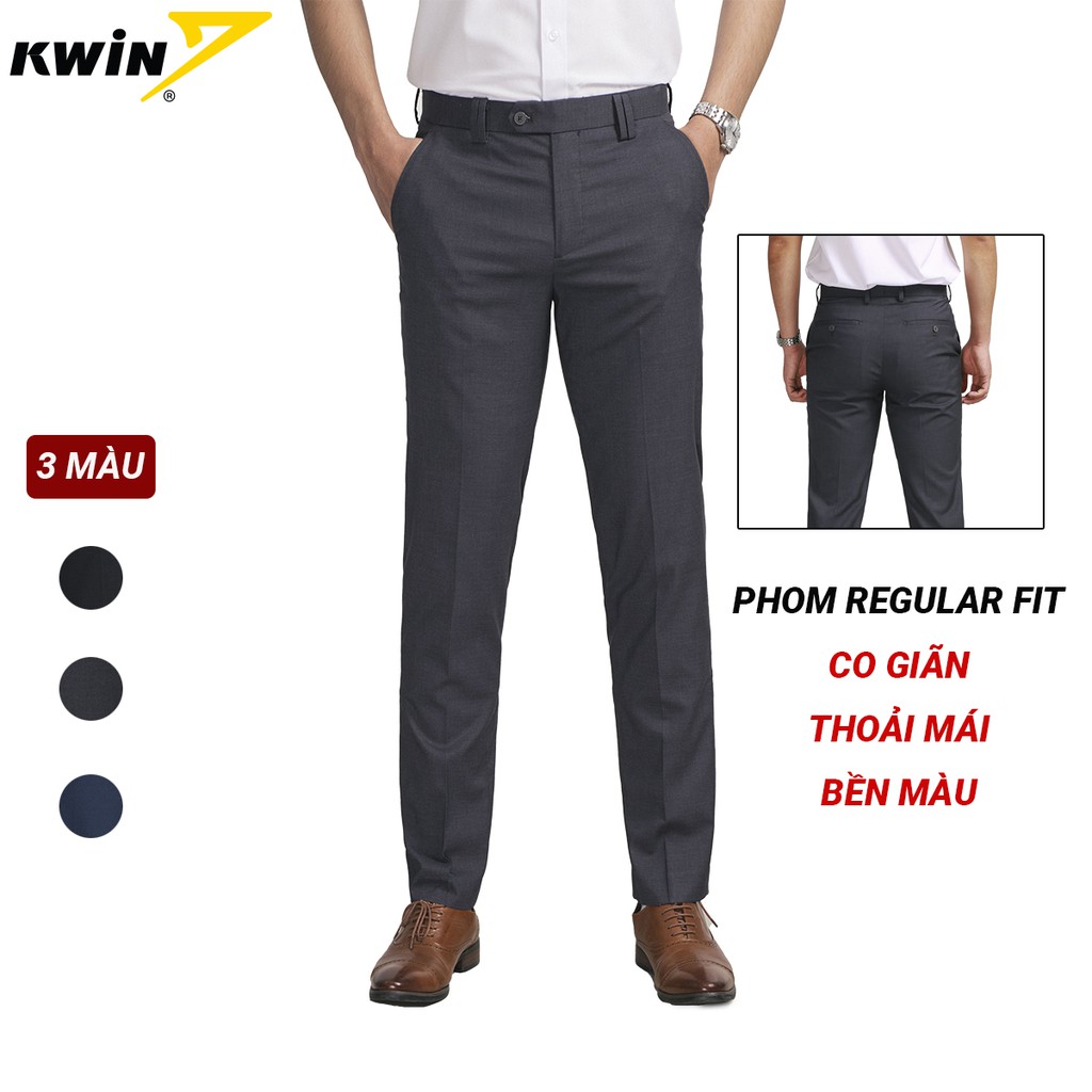 Quần âu nam Kwin cao cấp dáng suông nhẹ, mềm mại, thiết kế lịch lãm