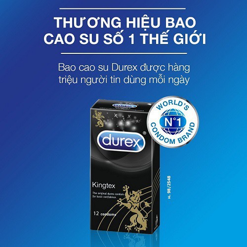 Bao Cao Su Durex Kingtex (hộp 12 bao) – Kích thước khiêm tốn
