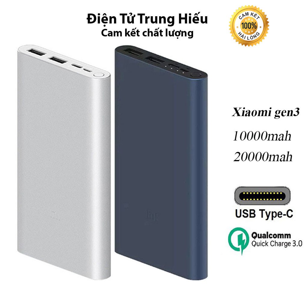 Sạc dự phòng Xiaomi Gen 3 18W , Redmi dung lượng pin 10000mAh/20000mAh hỗ trợ sạc nhanh, 2 cồng vào , 2 cổng ra